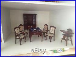 Large Vintage 4-Story Georgian Style Wooden Dolls House With Furniture