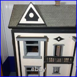 Large Vintage Wooden Dolls House with Front Garden 3 Storey 6 Rooms
