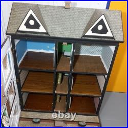 Large Vintage Wooden Dolls House with Front Garden 3 Storey 6 Rooms