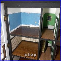 Large Vintage Wooden Dolls House with Front Garden 3 Storey 6 Rooms