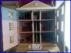Large Vintage Wooden Dolls House with Hand Made Furniture