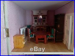 Large Vintage Wooden Dolls House with Hand Made Furniture