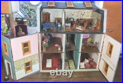 Large Vintage Wooden Georgian Dolls House Scratch Built Furnished J86 Large Vintage Wooden Georgian Dolls House Scratch Built Furnished J86