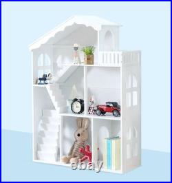 Large White Bookcase Bookshelf for Kids Wooden Dollhouse Playset Toys Xmas Gift Large White Bookcase Bookshelf for Kids Wooden Dollhouse Playset Toys Xmas Gift