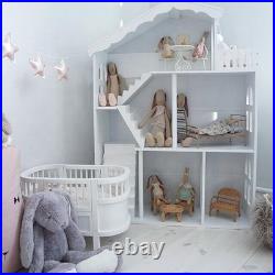 Large White Bookcase Bookshelf for Kids Wooden Dollhouse Playset Toys Xmas Gift Large White Bookcase Bookshelf for Kids Wooden Dollhouse Playset Toys Xmas Gift
