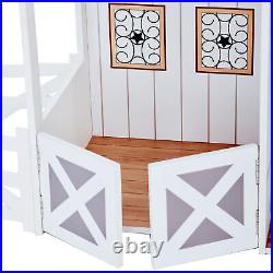 Large White Wooden Dolls House 200x200 cm Stable & 14 Accessories