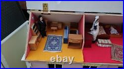 Large Wooden 12th Scale Doll House Includes Basement Furniture And Dolls