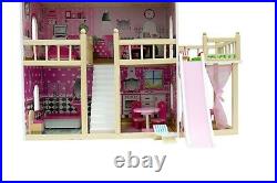 Large Wooden Doll House INGA + 23 pieces, terrace with a SWIMMING POOL