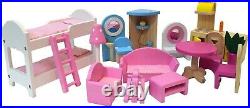 Large Wooden Doll House LENA + 16 pieces of furniture, premium quality