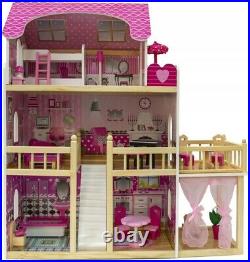 Large Wooden Doll House NADIA + 23 pieces premium quality fun and joy guaranteed