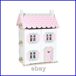Large Wooden Doll House with Furniture Cottage Boys Girls 3 Storey House Kids UK