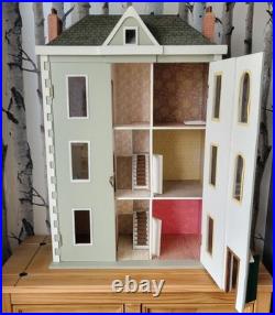 Large Wooden Doll's House Vintage Victorian Style 112th Scale 3-Floor Decorated