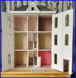 Large Wooden Doll's House Vintage Victorian Style 112th Scale 3-Floor Decorated