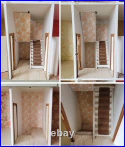 Large Wooden Doll's House Vintage Victorian Style 112th Scale 3-Floor Decorated