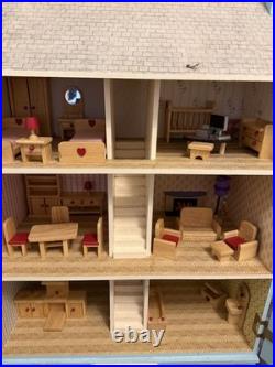 Large Wooden Dollhouse Furniture Set Play Kids Child Toy Gift Girl Doll House