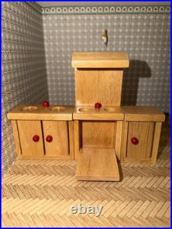 Large Wooden Dollhouse Furniture Set Play Kids Child Toy Gift Girl Doll House