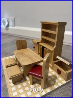 Large Wooden Dollhouse Furniture Set Play Kids Child Toy Gift Girl Doll House