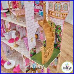Large Wooden Dollhouse Kidkraft Toy Castle Light Furniture Miniature Girls Gift