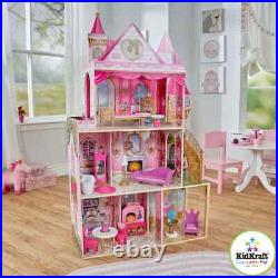 Large Wooden Dollhouse Kidkraft Toy Castle Light Furniture Miniature Girls Gift