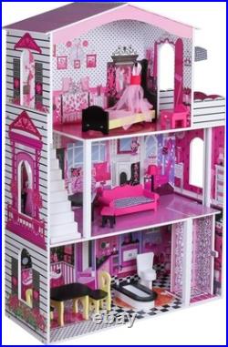 Large Wooden Dollhouse with Accessories & Furniture Perfect Gift for Girls
