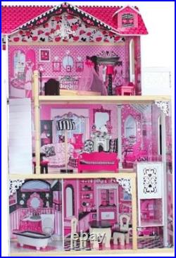 Large Wooden Dollhouse with Accessories & Furniture Perfect Gift for Girls