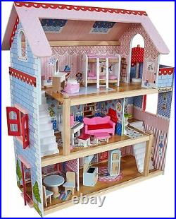 Large Wooden Dolls House Barbie Chelsea Cottage with Furniture and Accessories