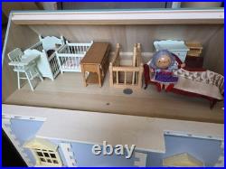 Large Wooden Dolls House + Furniture Bundle + Dolls Fully Furnished Job Lot