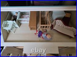 Large Wooden Dolls House + Furniture Bundle + Dolls Fully Furnished Job Lot
