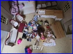 Large Wooden Dolls House + Furniture Bundle + Dolls Fully Furnished Job Lot