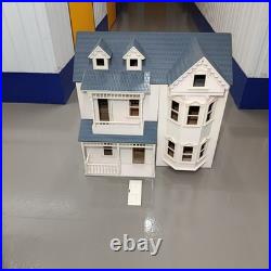 Large Wooden Dolls House Victorian Style Mansion with Bay Windows & Balcony