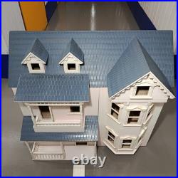 Large Wooden Dolls House Victorian Style Mansion with Bay Windows & Balcony