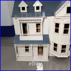 Large Wooden Dolls House Victorian Style Mansion with Bay Windows & Balcony