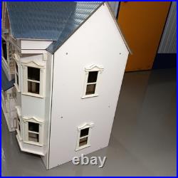 Large Wooden Dolls House Victorian Style Mansion with Bay Windows & Balcony