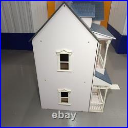 Large Wooden Dolls House Victorian Style Mansion with Bay Windows & Balcony