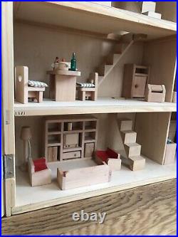 Large Wooden Dolls House With Furniture
