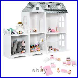 Large Wooden Dolls House with Furniture and Accessories