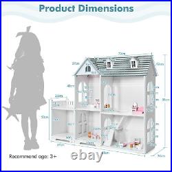 Large Wooden Dolls House with Furniture and Accessories