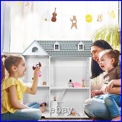 Large Wooden Dolls House with Furniture and Accessories