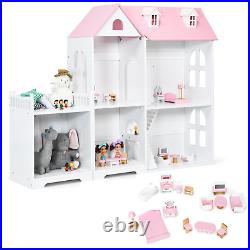 Large Wooden Dolls House with Furniture and Accessories