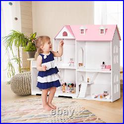 Large Wooden Dolls House with Furniture and Accessories