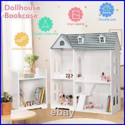 Large Wooden Dolls House with Furniture and Accessories-Grey