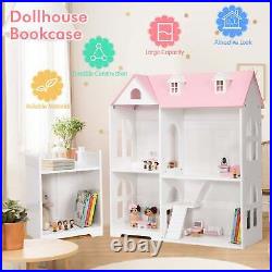 Large Wooden Dolls House with Furniture and Accessories-Pink