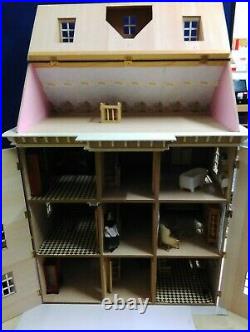 Large Wooden Georgian Style Dolls House With Some Furniture