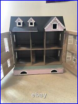 Large Wooden Pink White Dolls House And Accessories Sylvanian Families