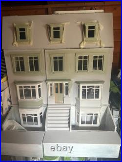 Large Wooden Vintage Style Dolls House With Furniture