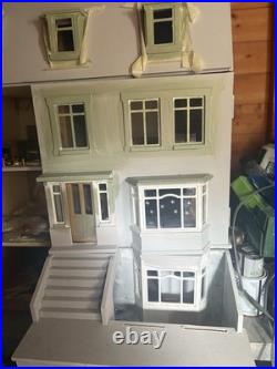 Large Wooden Vintage Style Dolls House With Furniture