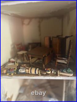 Large Wooden Vintage Style Dolls House With Furniture