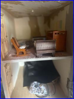 Large Wooden Vintage Style Dolls House With Furniture