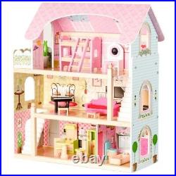 Large dollhouse with furniture accessories wooden doll villa dollhouse
