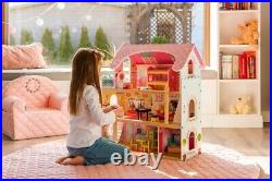 Large dollhouse with furniture accessories wooden doll villa dollhouse